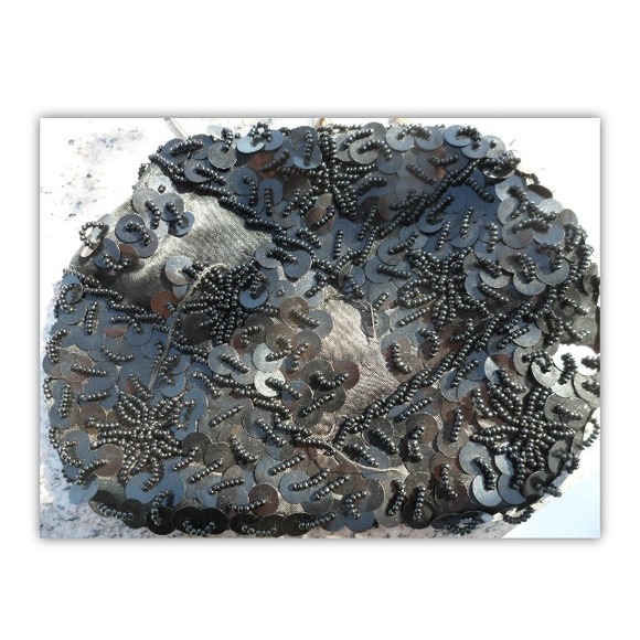 Du Val Black Purse Hong Kong Sequin Beads Evening Hand Chain Bag Clasp Vintage - Picture 13 of 15